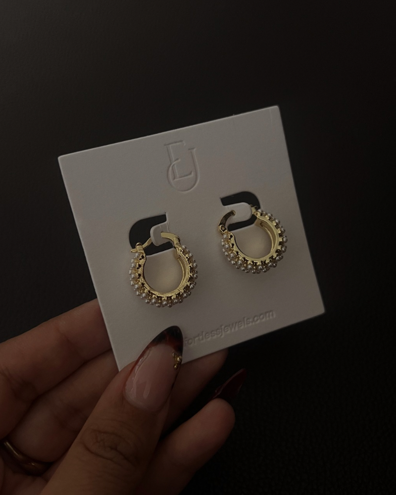 Small Pearl Hoops
