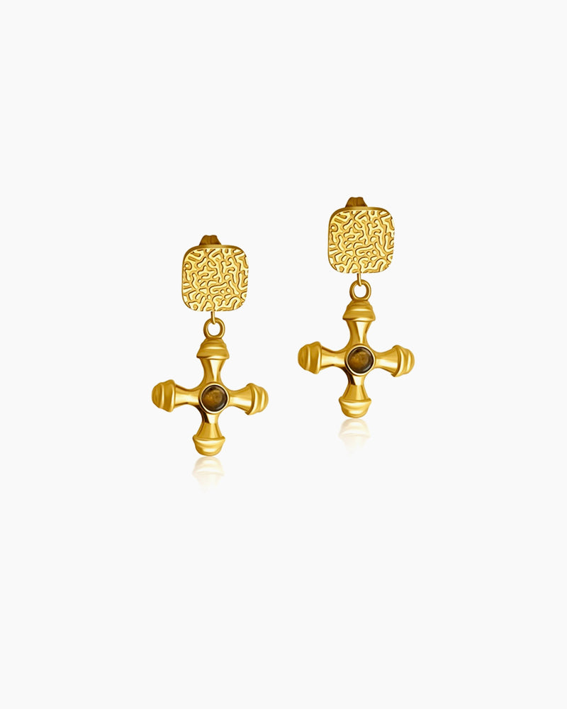 Stefani Earrings | Brown Tiger Stone