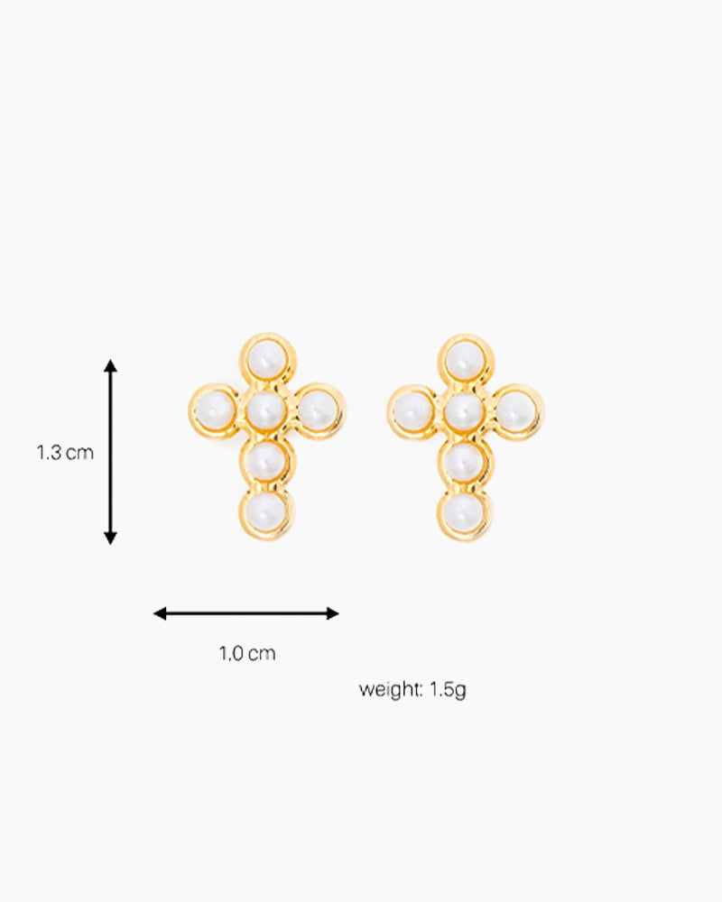 Cross Pearl Studs