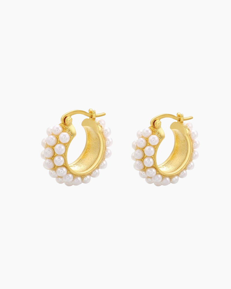 Small Pearl Hoops