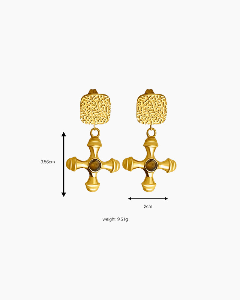 Stefani Earrings | Brown Tiger Stone