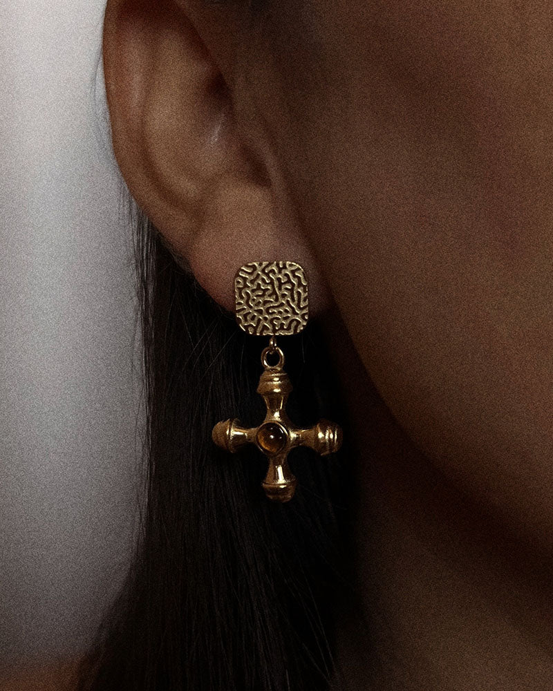 Stefani Earrings | Brown Tiger Stone