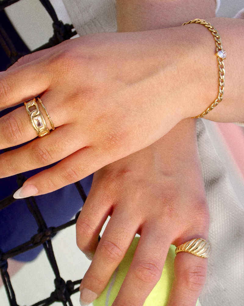 Chunky Link CZ Ring