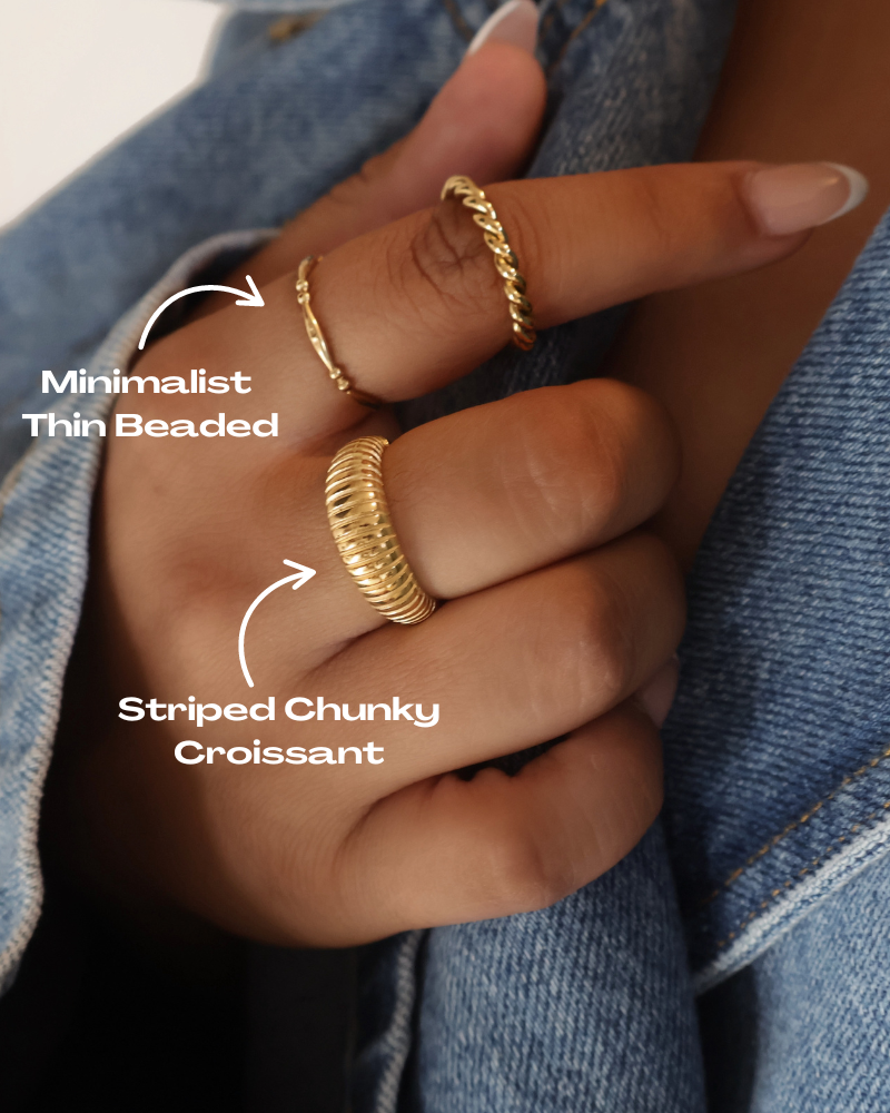 Minimalist Thin Beaded Ring