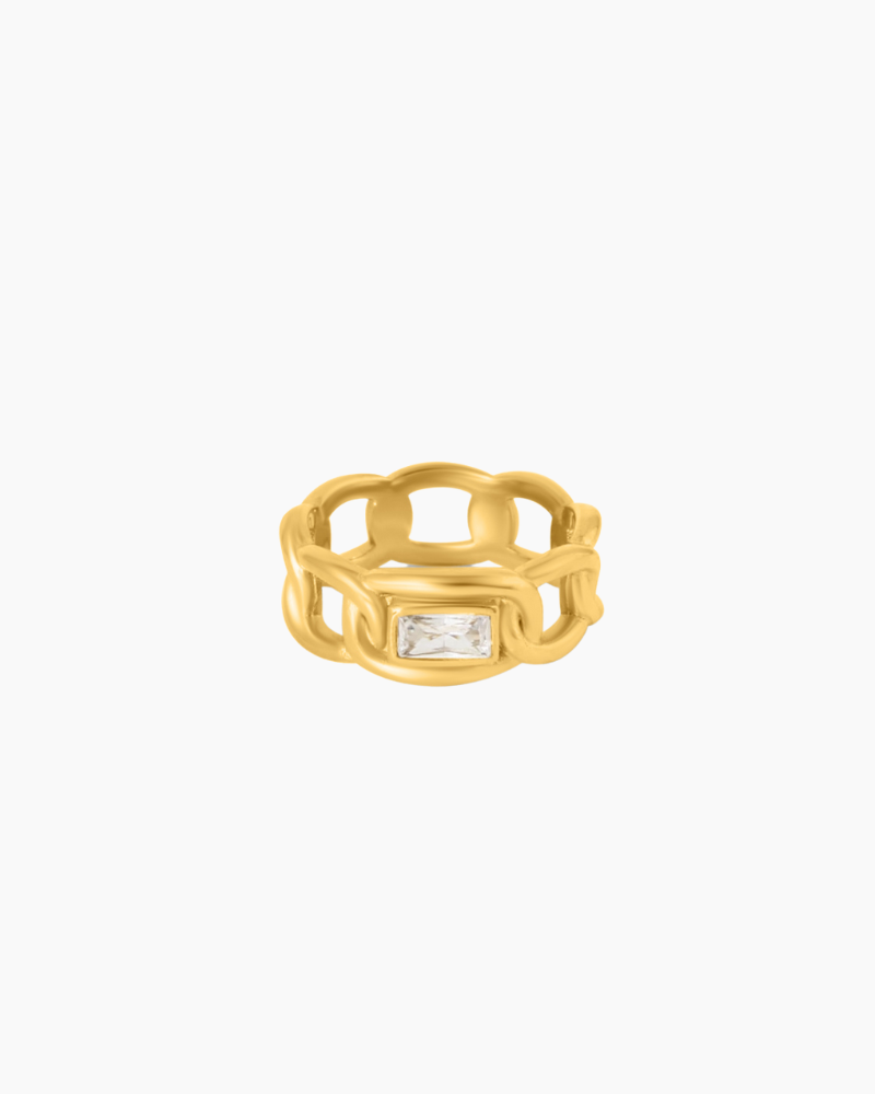 Chunky Link CZ Ring
