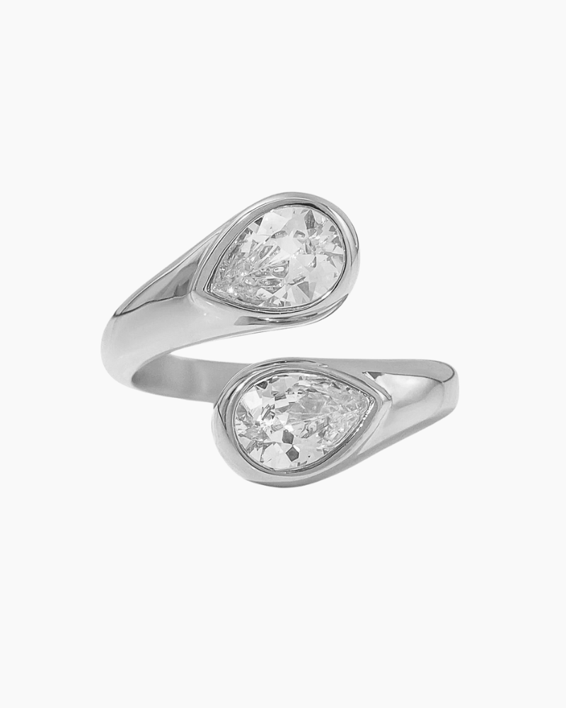 Silver Cubic Zirconia Adjustable Ring