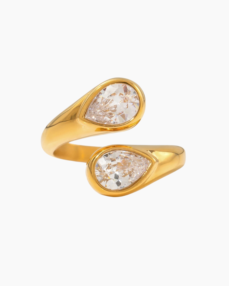 Gold Cubic Zirconia Adjustable Ring