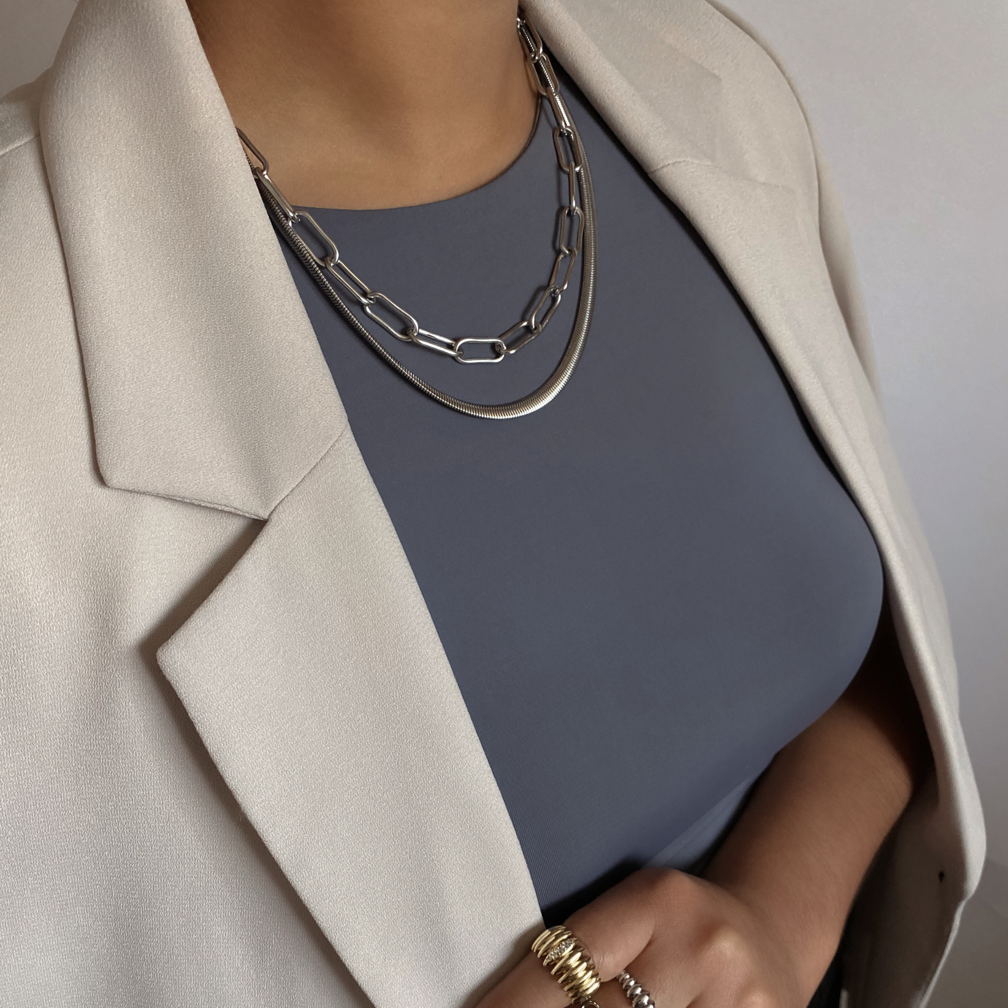 Mia Herringbone Necklace | Silver